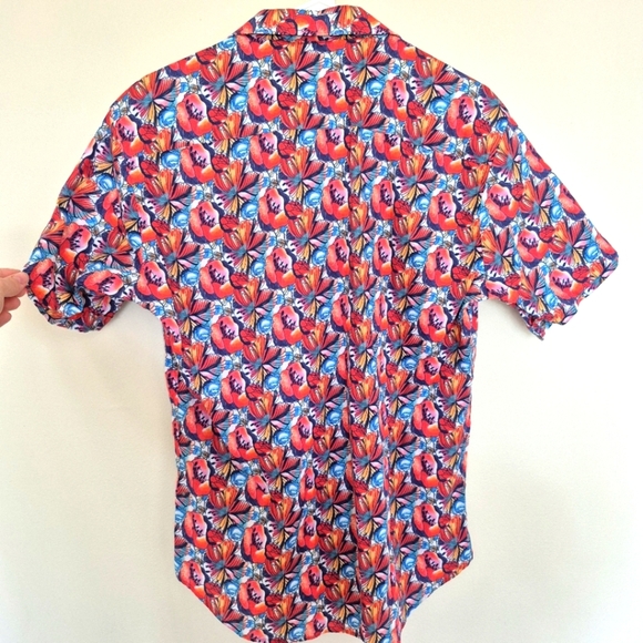Bugatchi Men’s Shaped Fit Floral Cotton Button Down Shirt – Size Medium - Picture 5 of 5